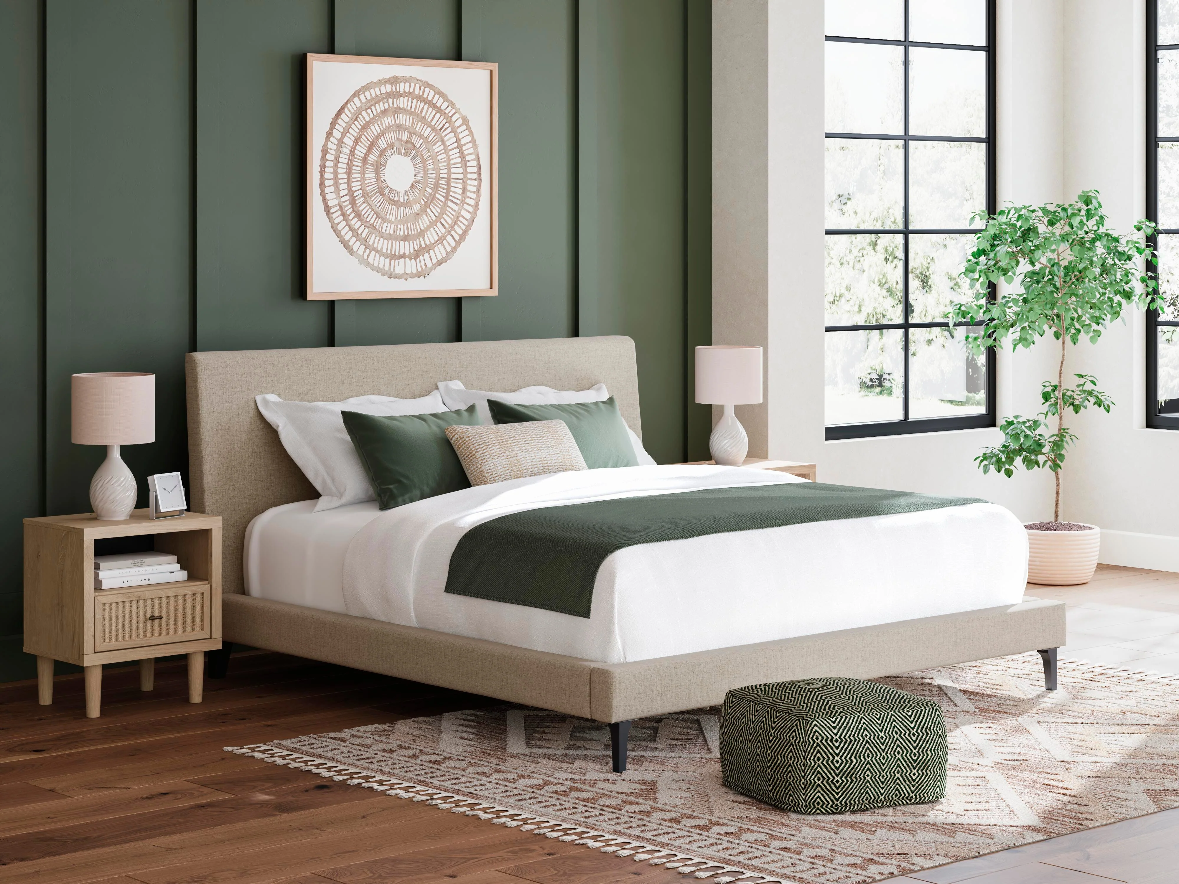 Cielden Upholstered Bed with Roll Slats - Image 2